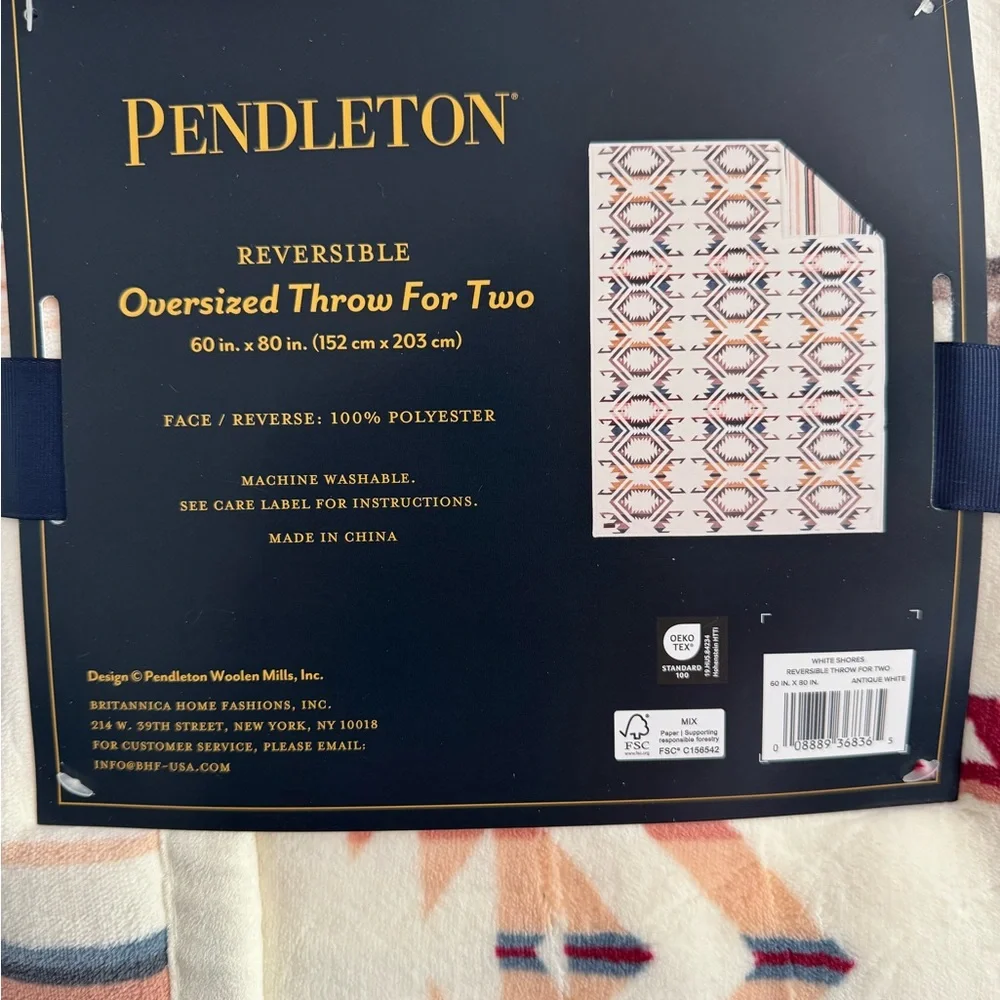 Pendleton Iconic Aztec Print Oversized Throw Blanket For 2  60”x80”